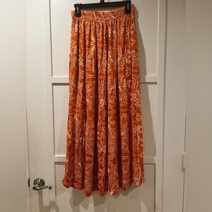 Ava Sky Hawaii Tiered and printed  Maxi Skirt with elastic waist XS